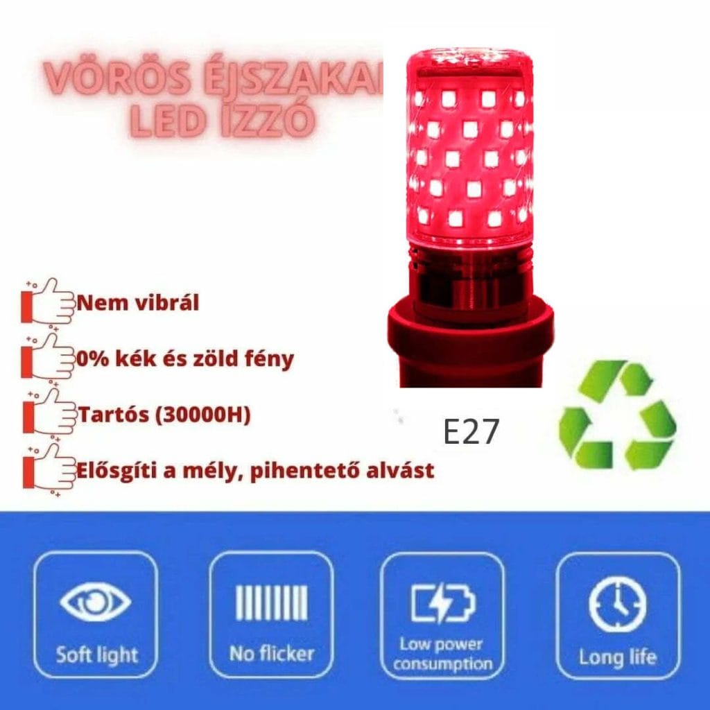 Piros éjszakai alvást elősegítő LED izzó 2 db